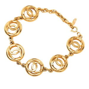CHANEL Gold Logo Charm Bracelet